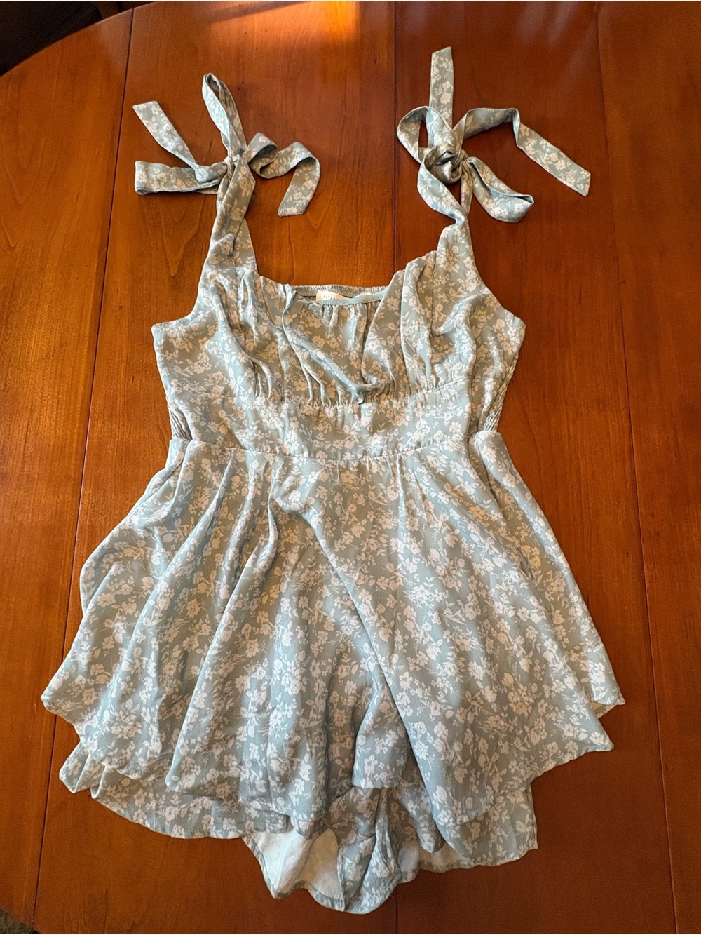 Altar'd State Light Blue Floral Tie-Strap Romper